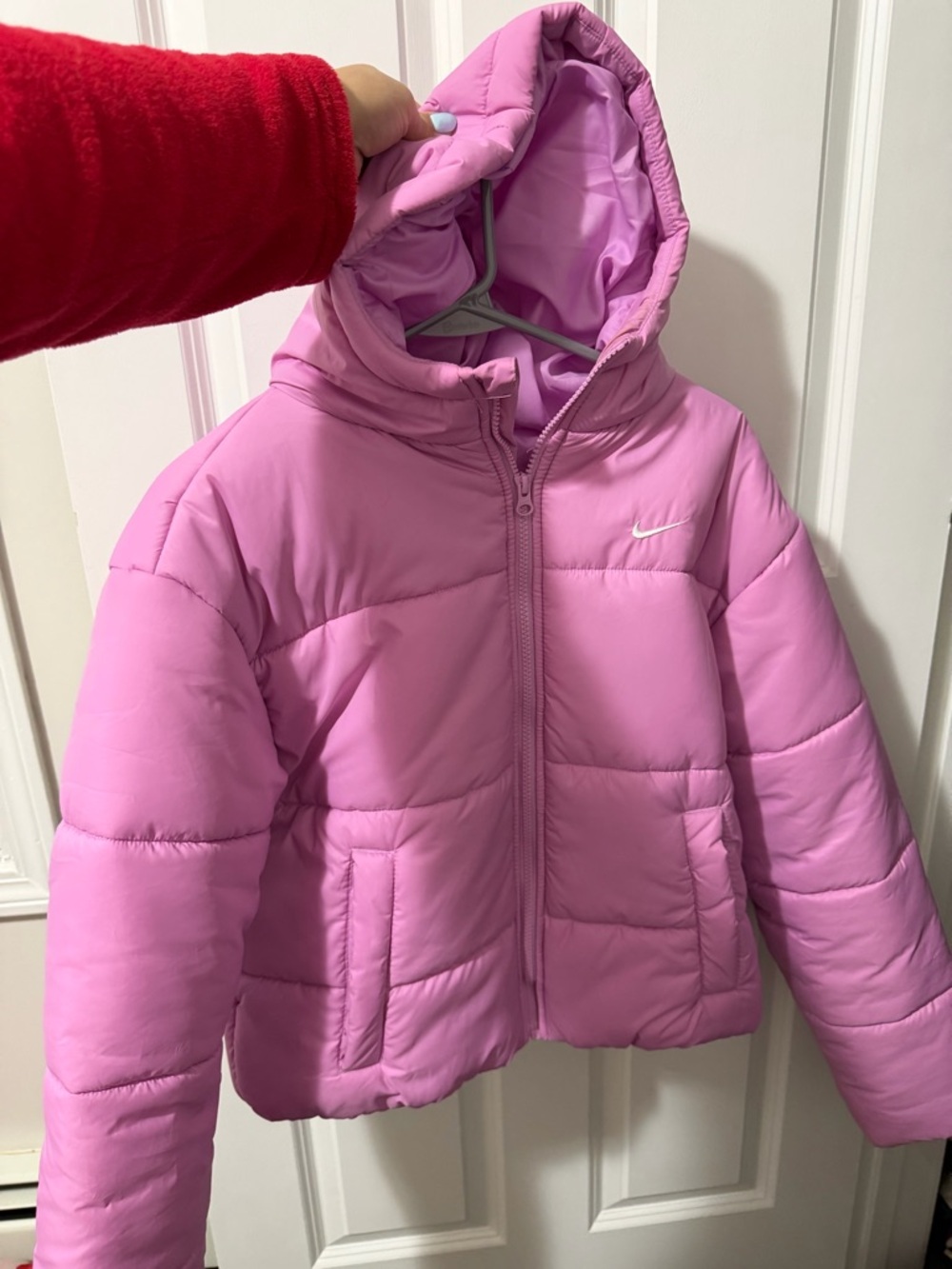 Nike Kids Pink Hooded Puffer Coat